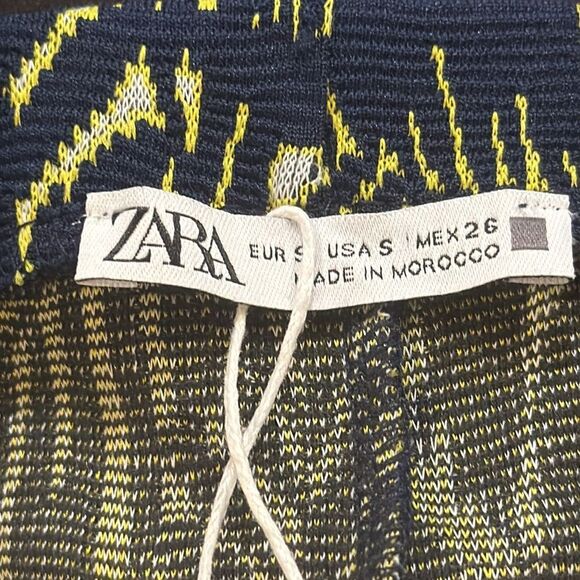 Zara Blue Tropical Textured Jacquard Rhinestone Floral Stretch Mini Skirt NEW - Picture 12 of 14